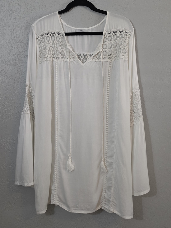 Raviya Other - Raviya Bell Sleeve Swim Coverup White Crochet Beach Pool Womens XL